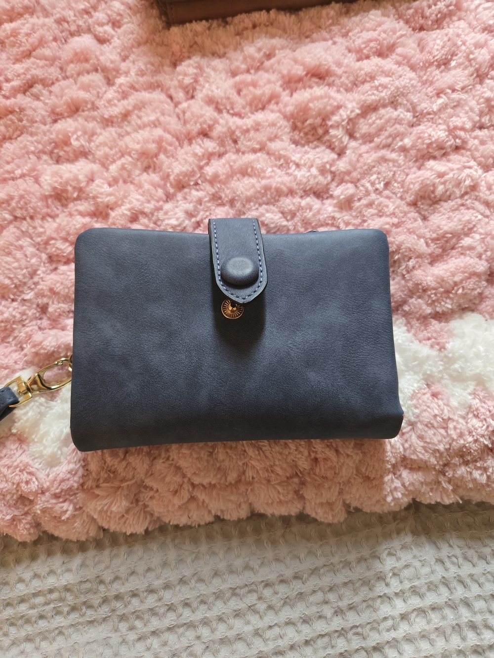 Women's Navy Wristlet Wallet with Snap Closure